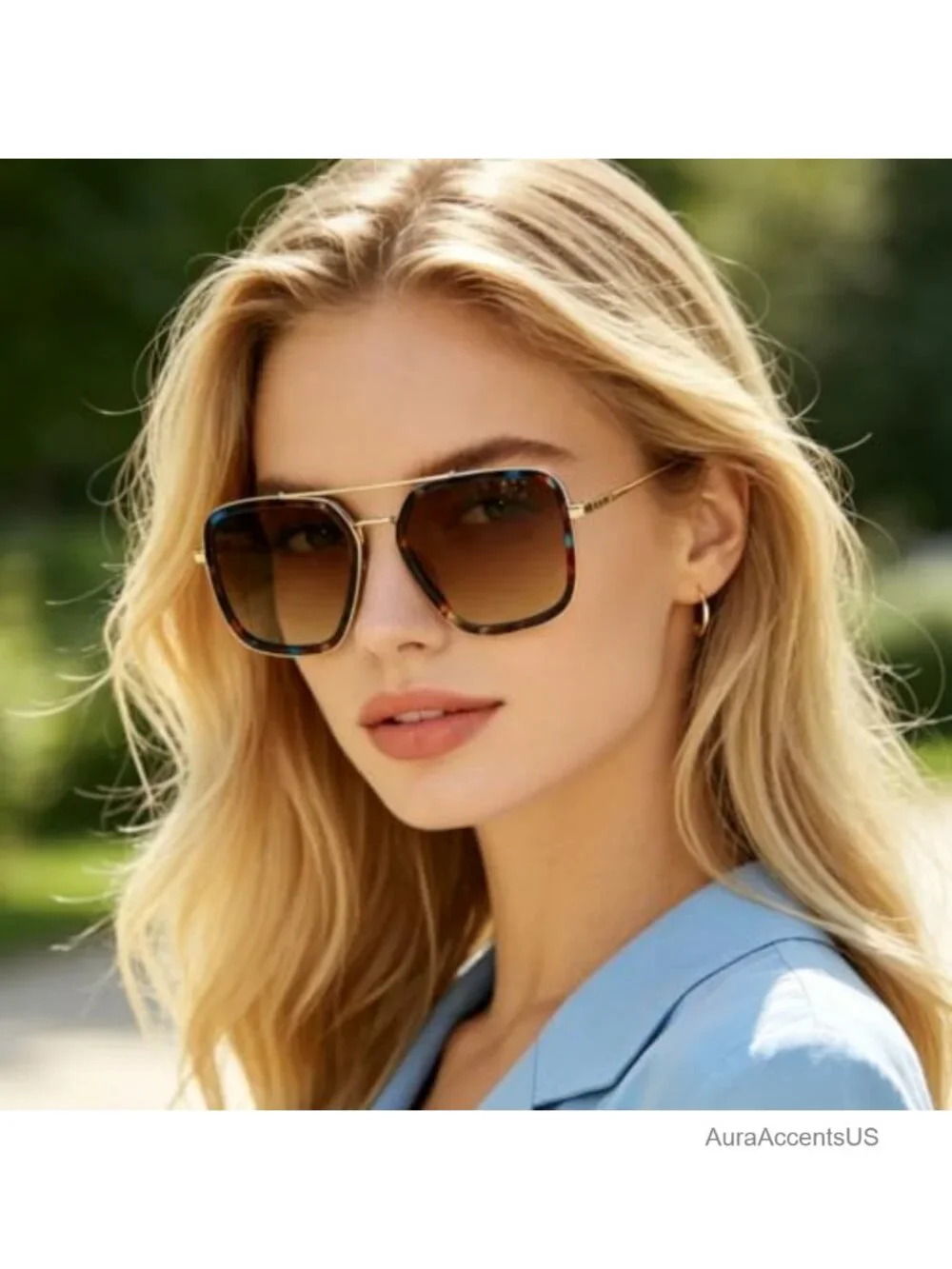 Oversized Square Aviator Sunglasses Gradient Lens UV400 Women's
